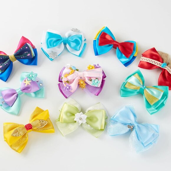 Princess Hair Bow Clips 4 Inch Kids Girls Party Gift Set Multi-colored - Picture 2 of 7